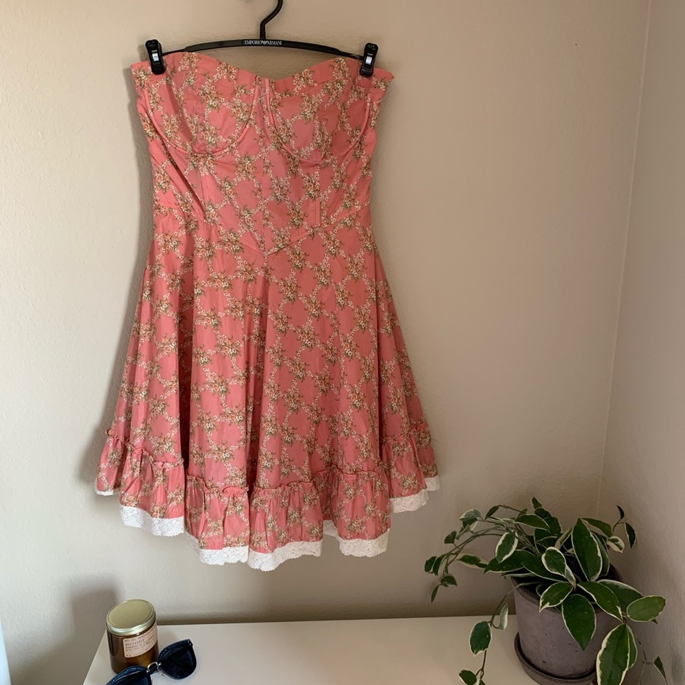 MONTEAU BUSTIER FLORAL DRESS PINK